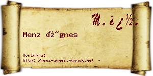 Menz Ágnes névjegykártya